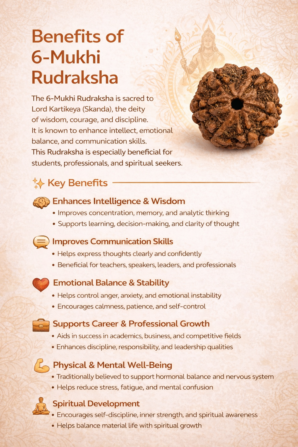 6 Mukhi Rudraksha: The Bead of Courage & Charm