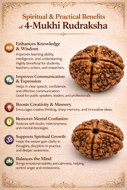 4 Mukhi Rudraksha: The Bead of Wisdom