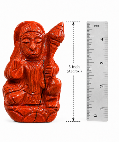 Premium Red Jasper Hanuman Ji Idol – Spiritual Strength, Protection & Devotion