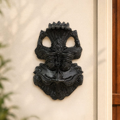 Handcrafted Black Kirtimukh Wall Hanging | Sacred Protective Vastu Decor for Home & Temple