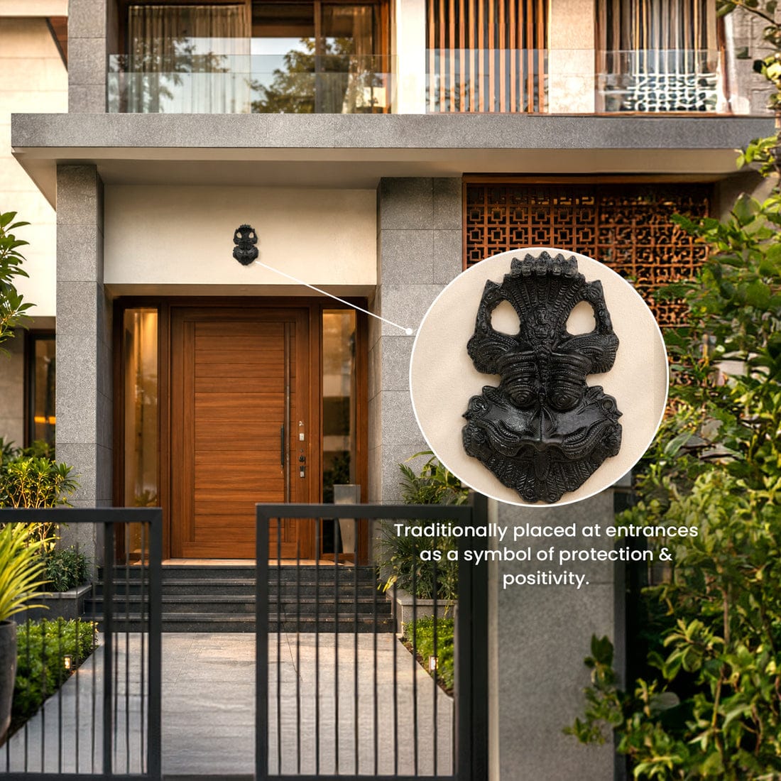 Handcrafted Black Kirtimukh Wall Hanging | Sacred Protective Vastu Decor for Home & Temple