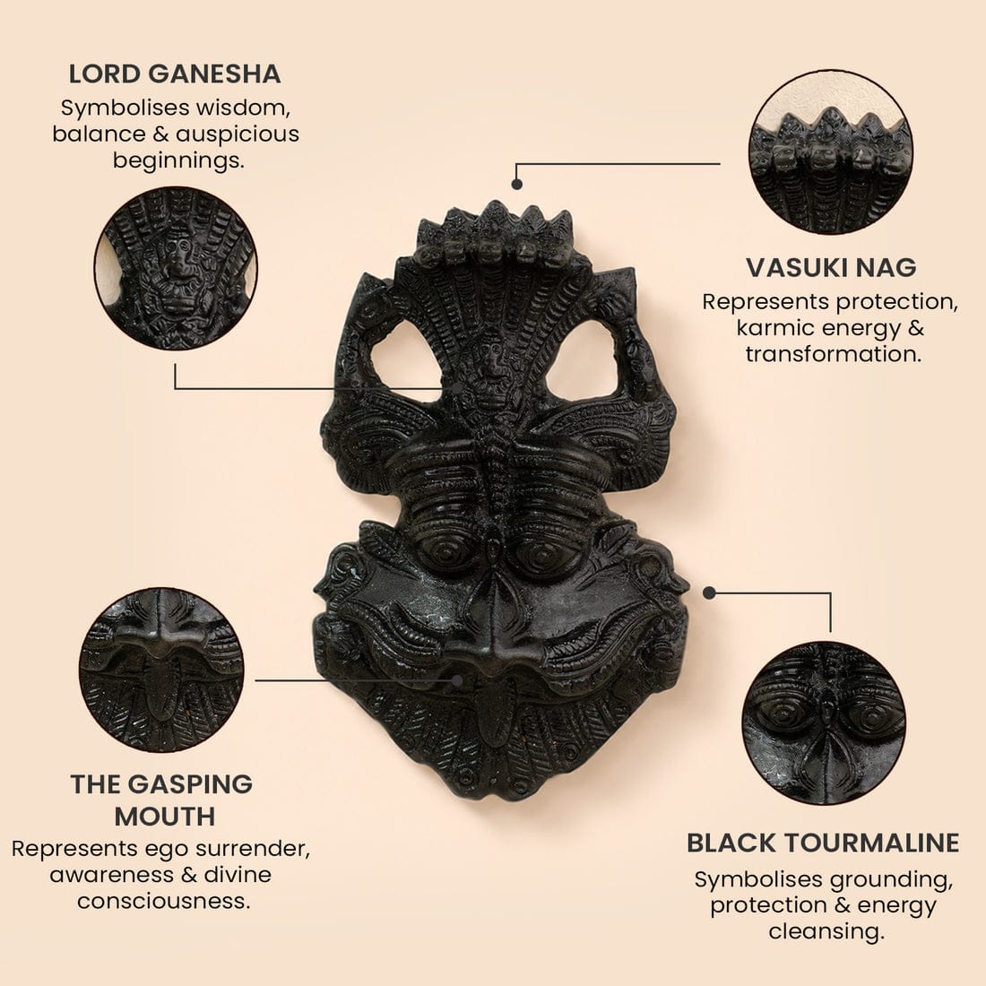Handcrafted Black Kirtimukh Wall Hanging | Sacred Protective Vastu Decor for Home & Temple