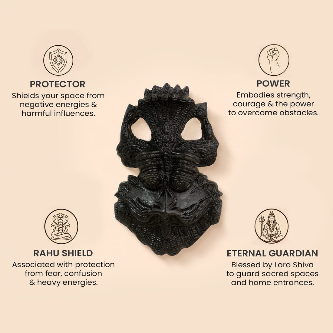 Handcrafted Black Kirtimukh Wall Hanging | Sacred Protective Vastu Decor for Home & Temple