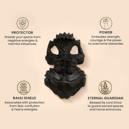 Handcrafted Black Kirtimukh Wall Hanging | Sacred Protective Vastu Decor for Home & Temple