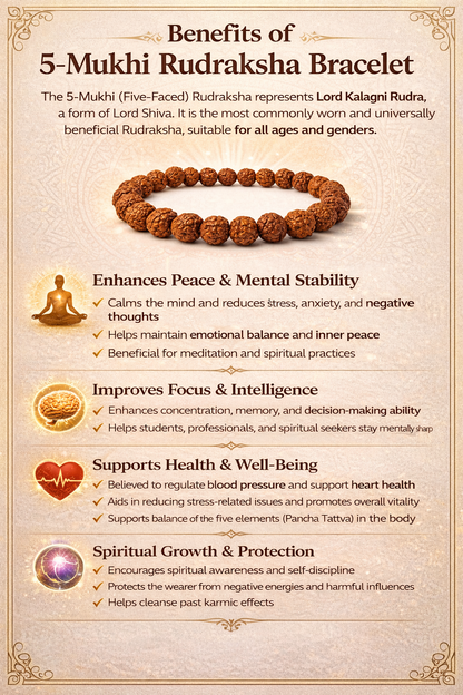 5 Mukhi Rudraksha Bracelet: The Shield of Peace & Balance