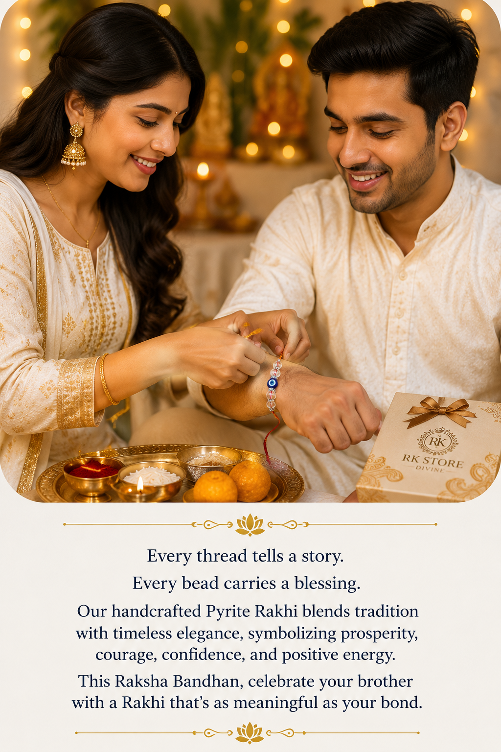 Clear Quartz Rakhi – Natural Crystal Rakhi for Positivity, Clarity & Healing | RK Store