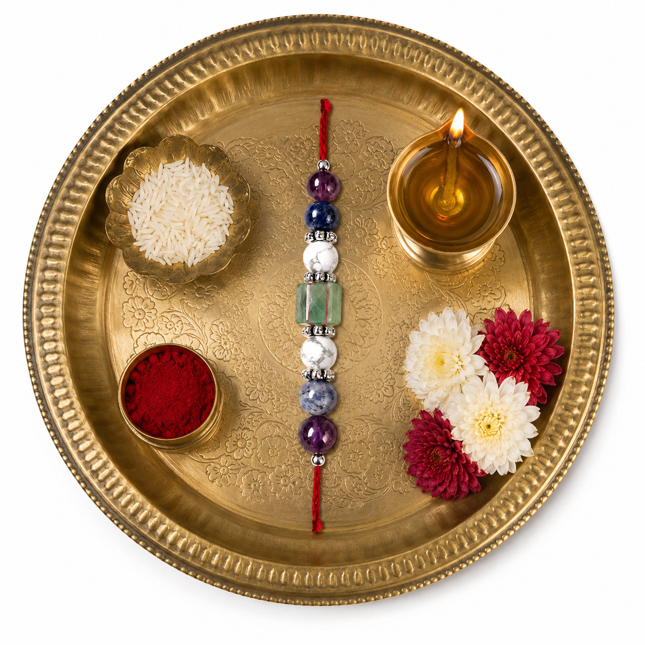 Education Rakhi for Brother | Focus, Wisdom & Success Natural Stone Rakhi