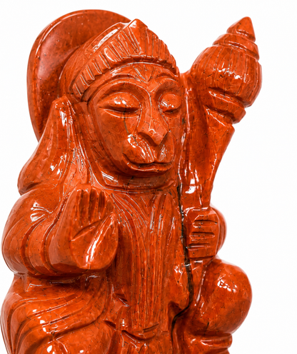 Premium Red Jasper Hanuman Ji Idol – Spiritual Strength, Protection & Devotion