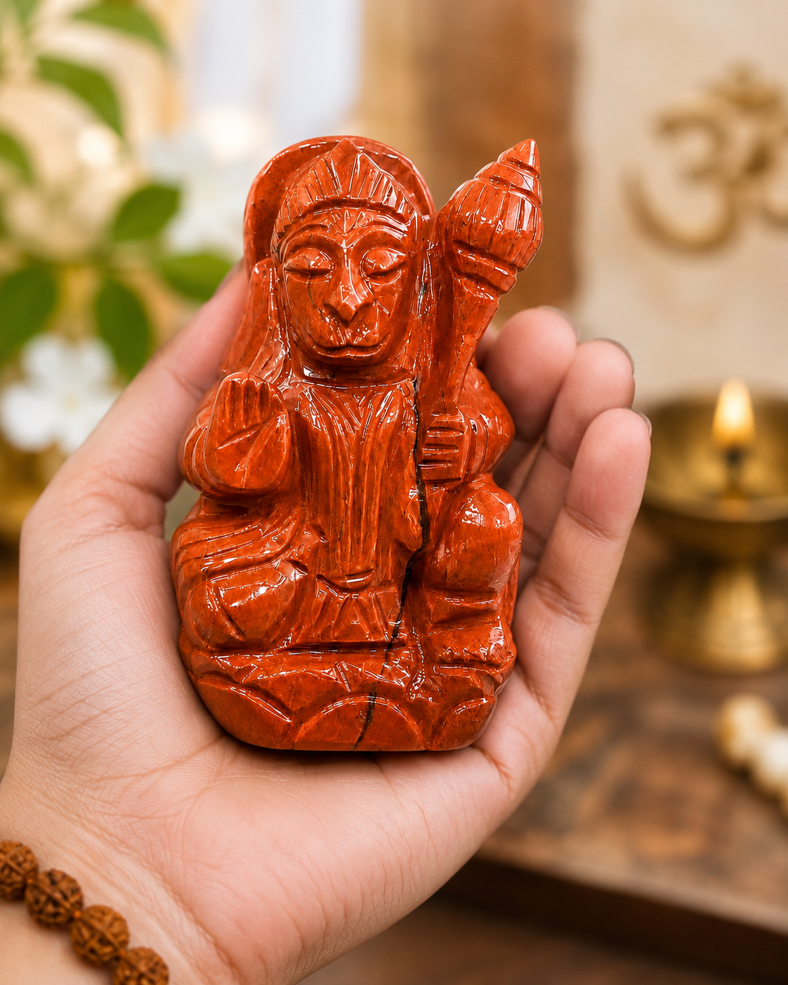 Premium Red Jasper Hanuman Ji Idol – Spiritual Strength, Protection & Devotion