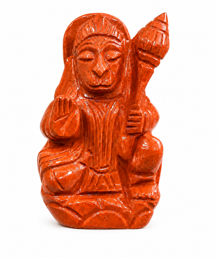 Premium Red Jasper Hanuman Ji Idol – Spiritual Strength, Protection & Devotion