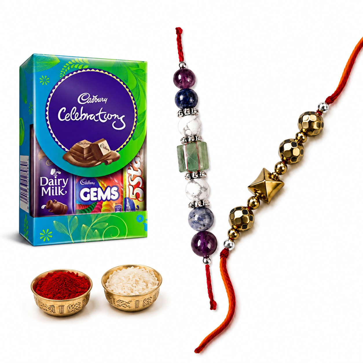 Education & Hematite Rakhi Combo | Premium Spiritual Rakhi Set