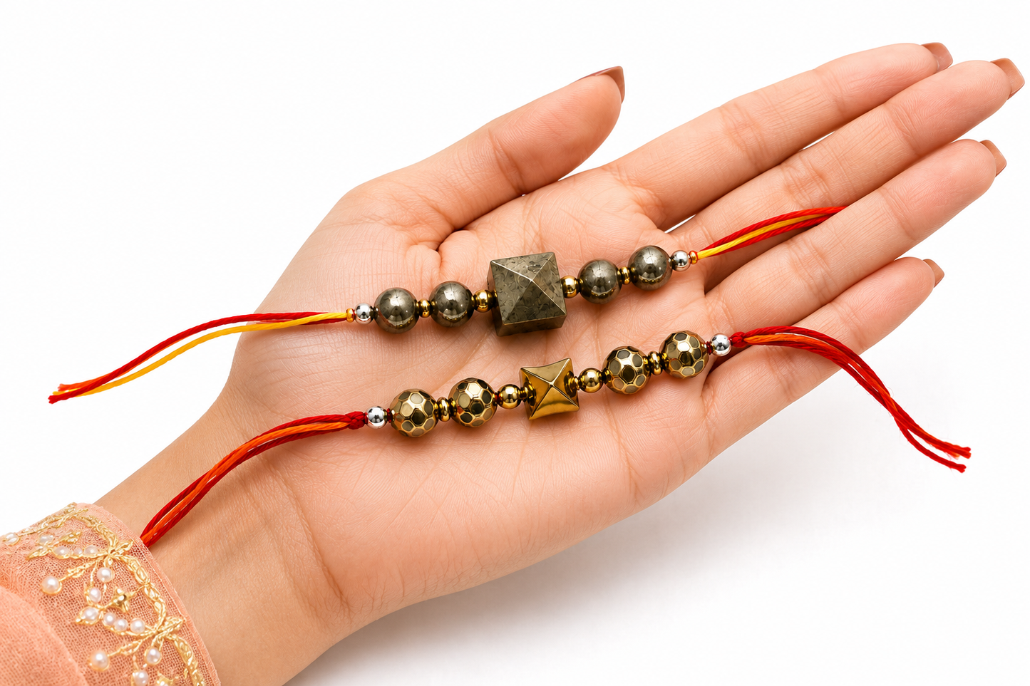Pyrite & Hematite Rakhi Combo | Premium Spiritual Rakhi Set