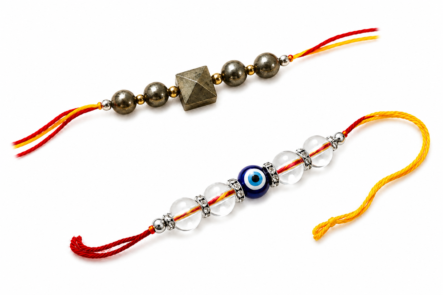 Pyrite & Evil Eye Rakhi Combo | Premium Spiritual Rakhi Set