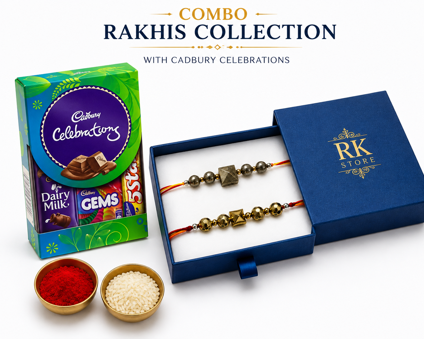 Pyrite & Hematite Rakhi Combo | Premium Spiritual Rakhi Set