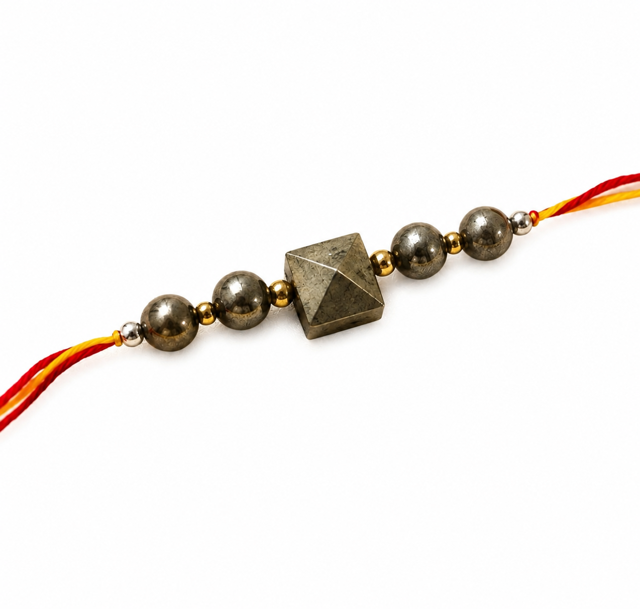 Pyrite Rakhi for Prosperity & Protection | Natural Pyrite Stone Rakhi | RK Store