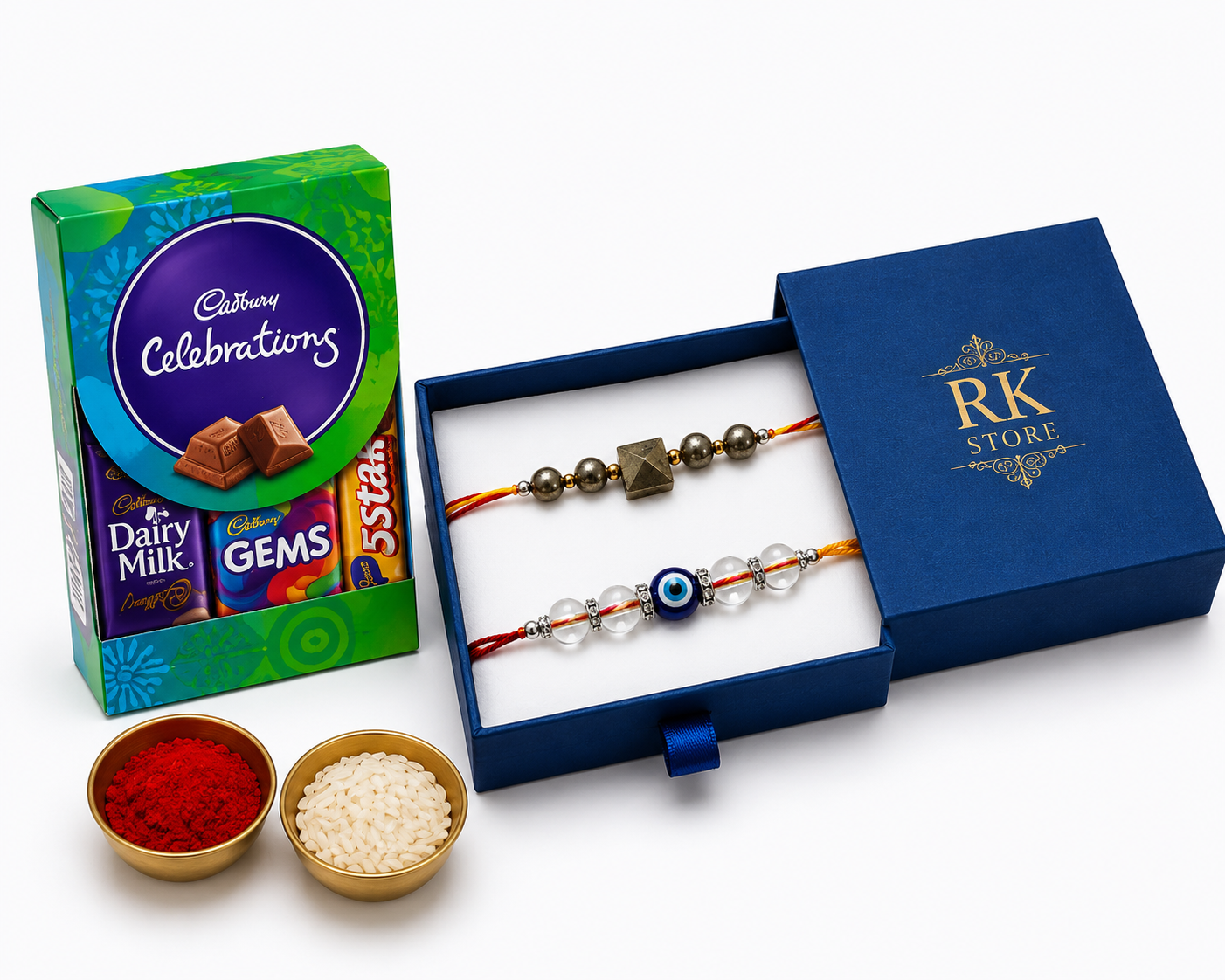 Pyrite & Evil Eye Rakhi Combo | Premium Spiritual Rakhi Set