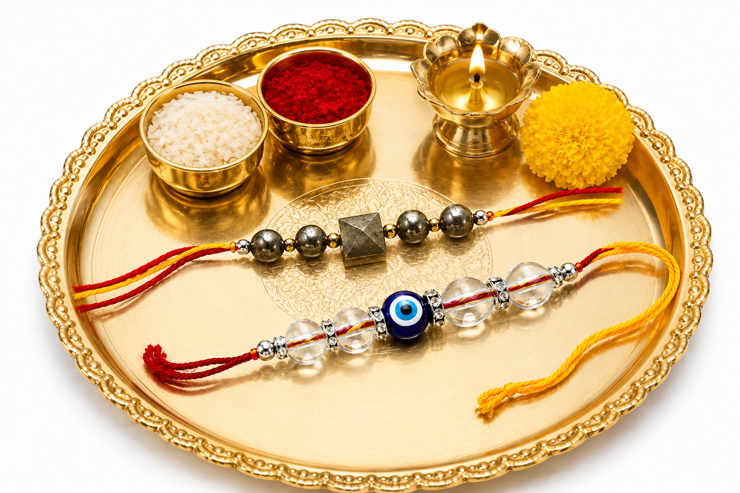 Pyrite & Evil Eye Rakhi Combo | Premium Spiritual Rakhi Set