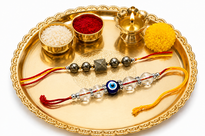 Pyrite & Evil Eye Rakhi Combo | Premium Spiritual Rakhi Set