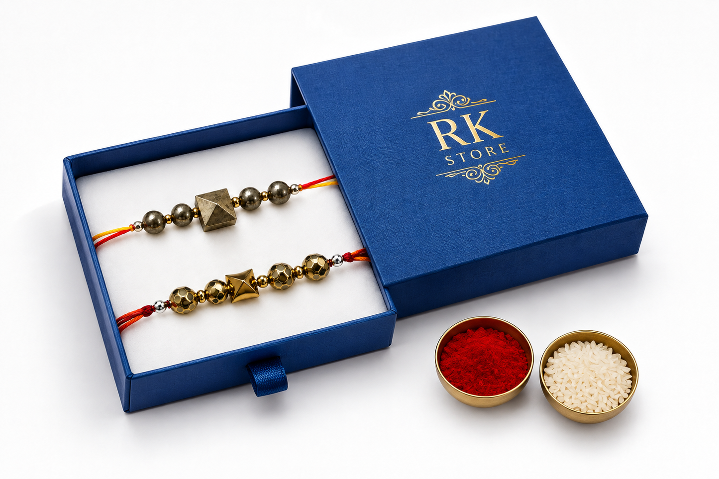 Pyrite & Hematite Rakhi Combo | Premium Spiritual Rakhi Set