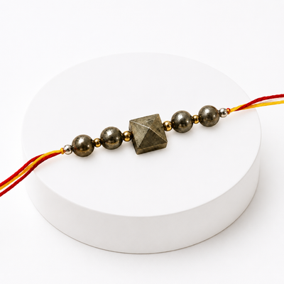 Pyrite Rakhi for Prosperity & Protection | Natural Pyrite Stone Rakhi | RK Store