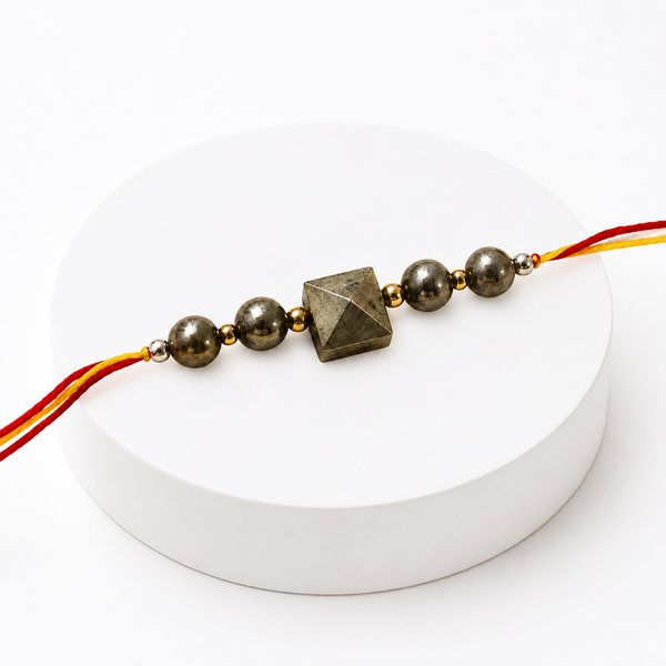 Pyrite Rakhi for Prosperity & Protection | Natural Pyrite Stone Rakhi | RK Store
